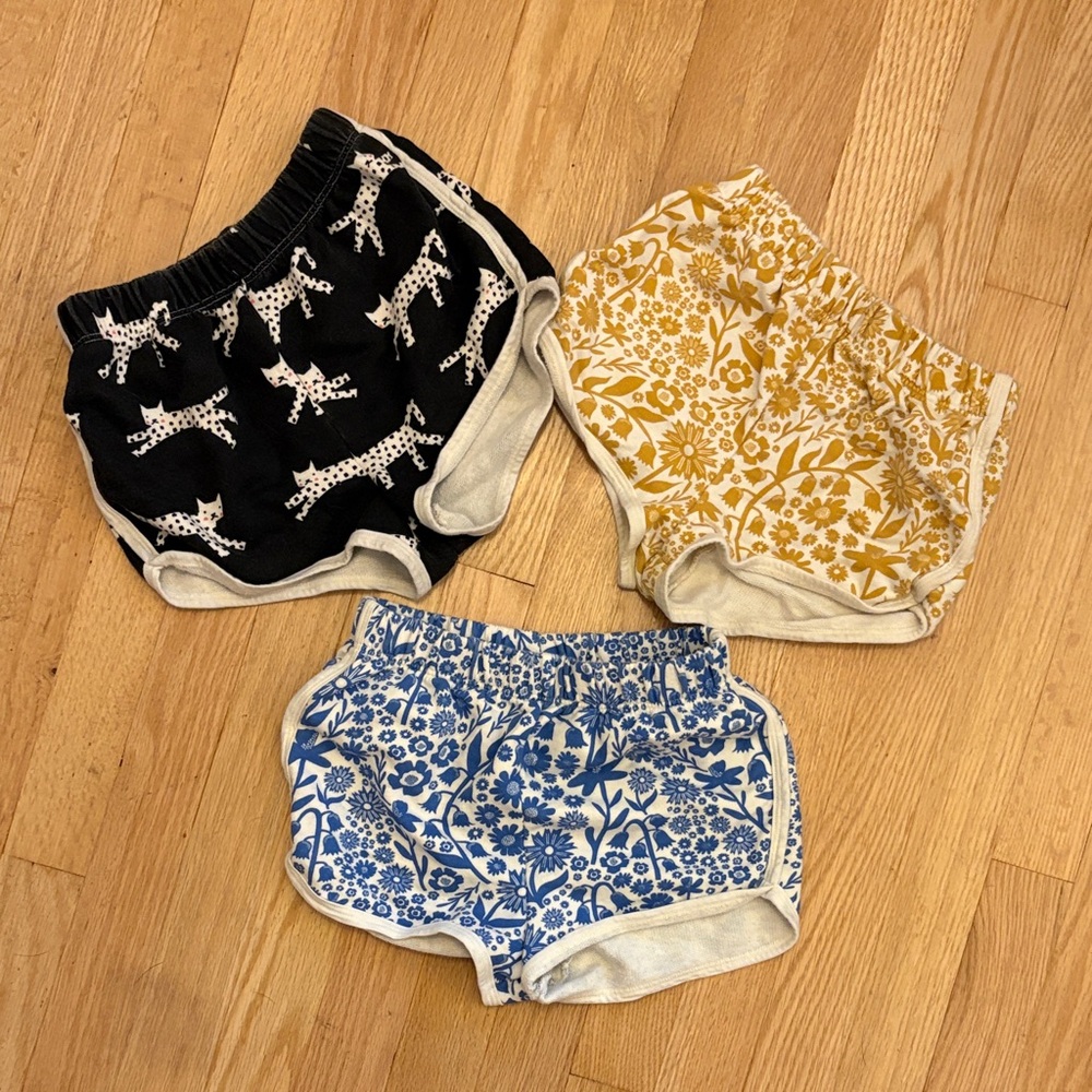 3 pairs Winter Water Factory cotton Floral and Animal Print Shorts